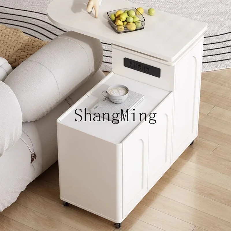 ZYYremovable café avec roulettes salon canapé petite table basse table à thé armoire latérale créative avancée crème