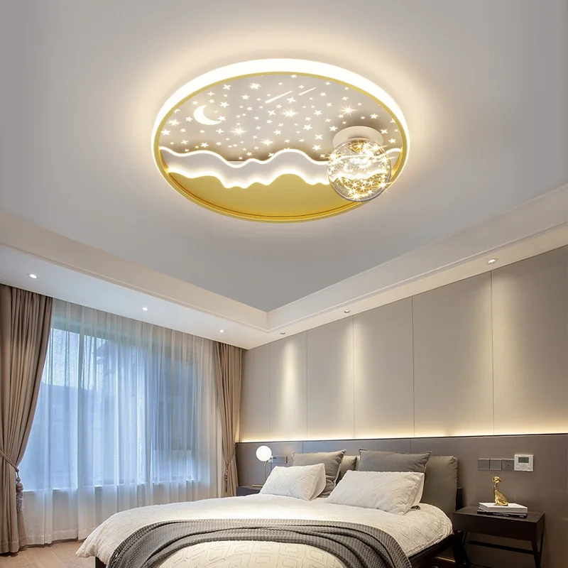 Bedroom light modern minimalist cozy and romantic master bedroom atmosphere circle and creative starry room ceiling light