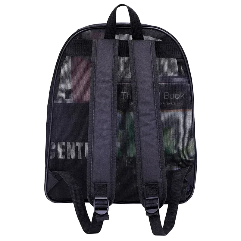 Fashion Women Transparent Backpacks Mesh Backpack for Boys and Girls Light Weight Rucksack Travel Black Student Bag