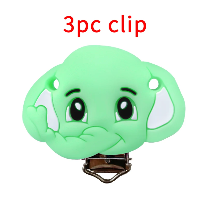 3 قطعة سيليكون الكرتون الفيل هوة كليب DIY بها بنفسك الطفل التسنين عضاضة قلادة حبة أداة Nurs هدية الملحقات