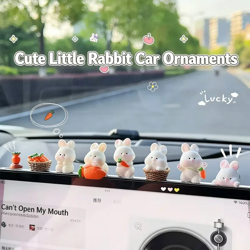 Car interior decorations 2026 cute cartoon rabbit car console screen car decoration