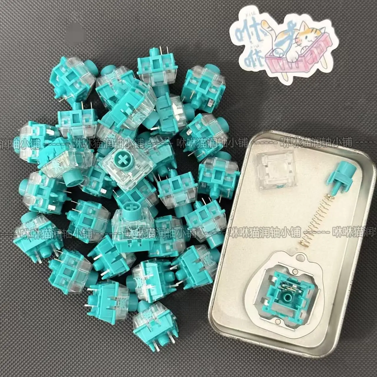 Custom Hand-Finished Azure Dragon Themed Switch, RGB Lighting Premium Special Precision Polished Mechanical Keyboard Gift