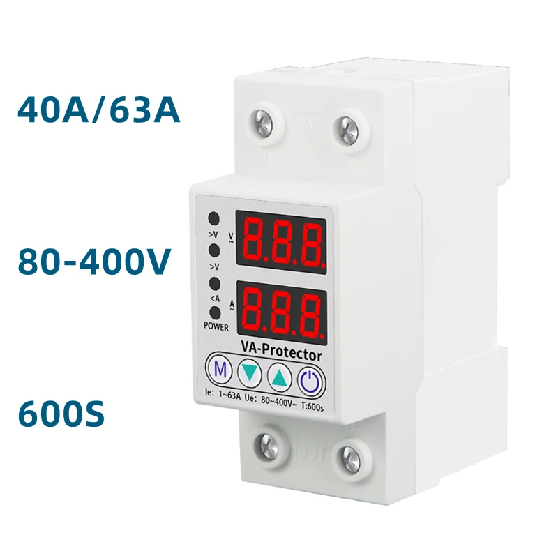 조정 가능한 디지털 전압 릴레이, 가정용 회로 차단기, 서지 보호대 제한, 과전류 및 과전류 보호, 220V, 40A, 63A