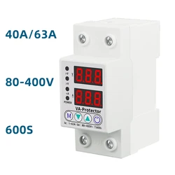 40A/63A Adjustable Digital Voltage Relay 220V Household Circuit Breaker Surge Protector Limit Over And Under Current Protection