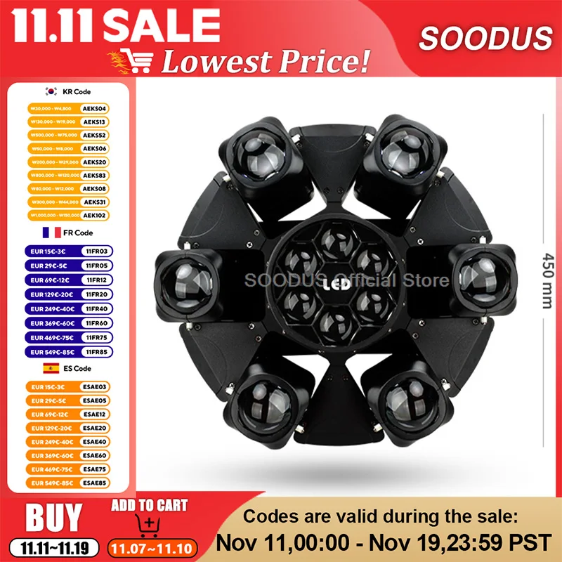 

Масштабирующий свет с подвижной головкой, вращающийся луч света RGBM с 6 глазами, DMX512, управляемый атмосферный свет для аудитории, диско-джеев, сценического шоу