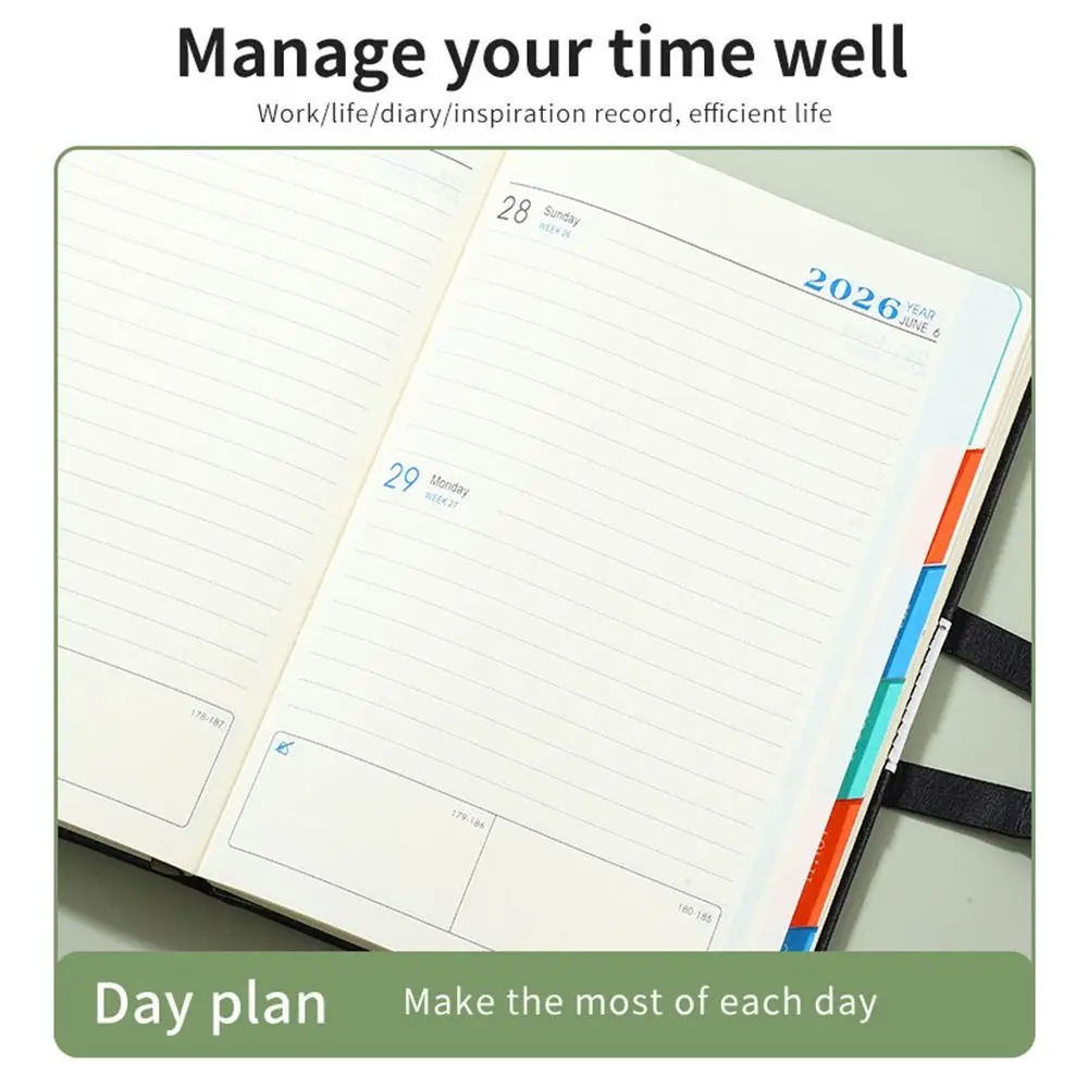 English 2026 Schedule Planner Notepad Wear-resistant 12 Months To-do List Notebook Simple Bookmark Diary Writing Pads