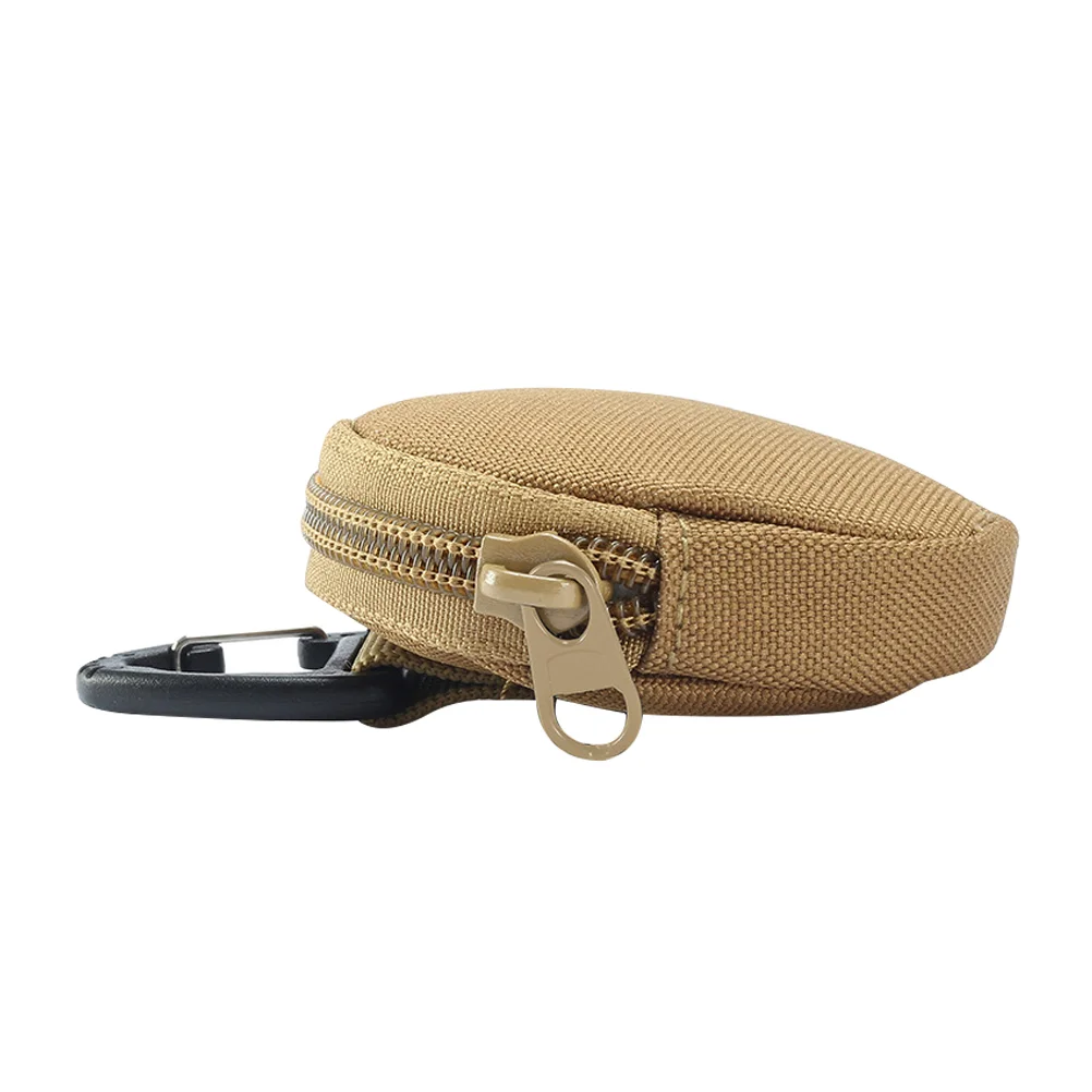 

Multipurpose Storage Key Bag Purse Mini Round Oxford Cloth Keychain Pouch Portable Compact Sturdy Zipper Carabiner