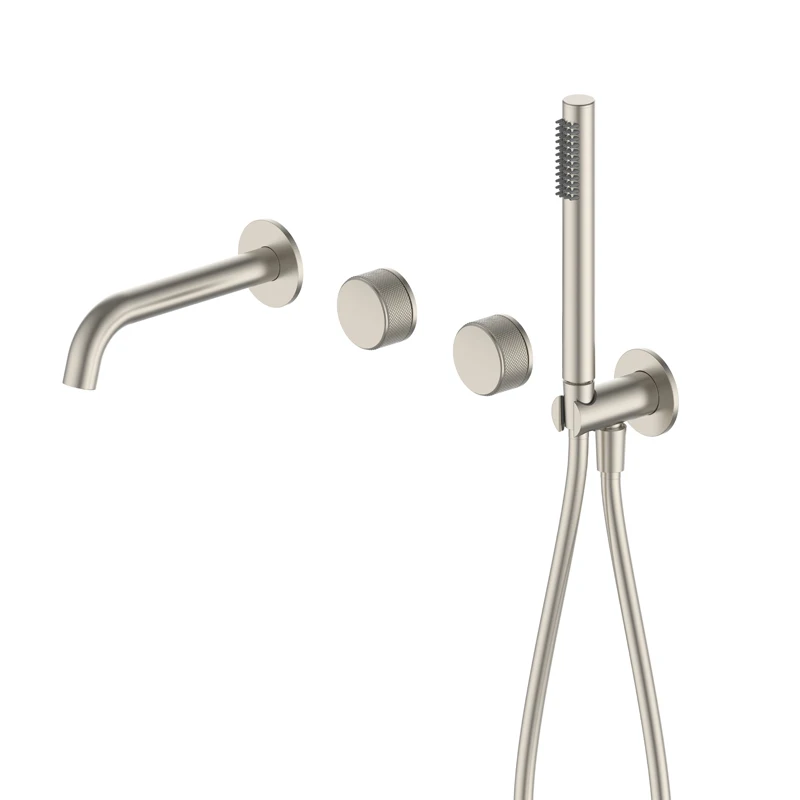 

Minimalist bathroom concealed wall mounted bathtub faucet gun gray all copper cylinder edge faucet