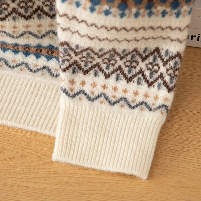 Autunno/Inverno Nuovo Maglione da Uomo Maglione 100% Pura Lana Maglia Mezza Collo Alto Pullover Business Casual Jacquard Addensato Abbigliamento da Uomo