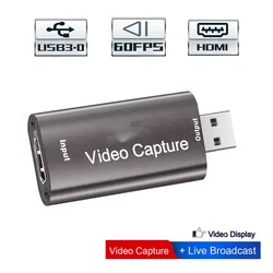 Audio Video Capture Card 60fps, 4K HDMI-compatible USB 3.0 2.0 Reliable Video Converter For Game Streaming Live Broadcasts