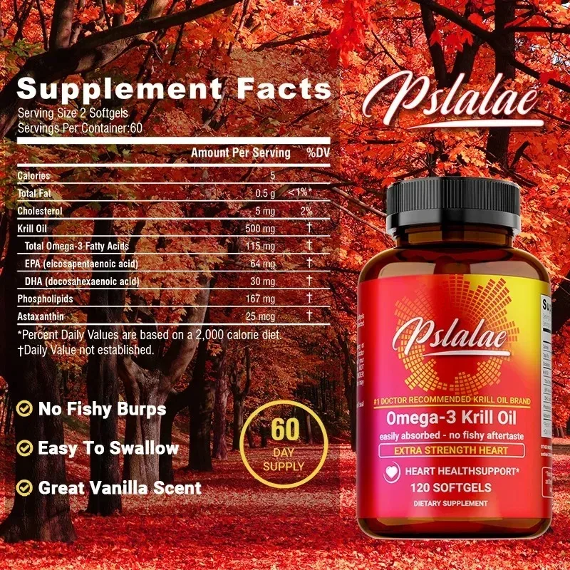 Antarctic Krill Oil - Promote Joint and Skin, Heart, Cardiovascular Health, Strong Joint Mobility, Non-Gmo