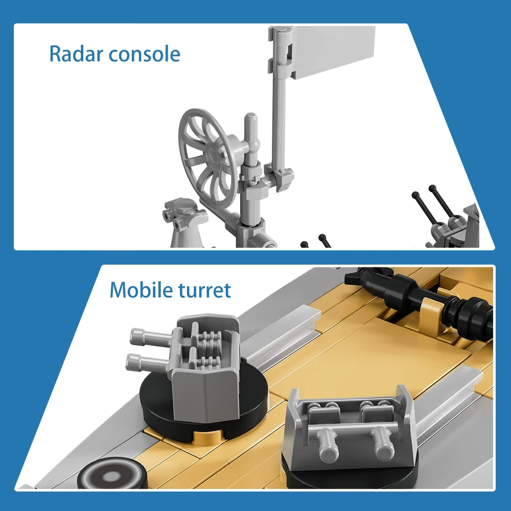 MISINI M6320 Zestaw klocków konstrukcyjnych wojennej latarni panciernej z II wojny światowej, 2228 elementów Missouri (Iowa), odpowiedni do kolekcji