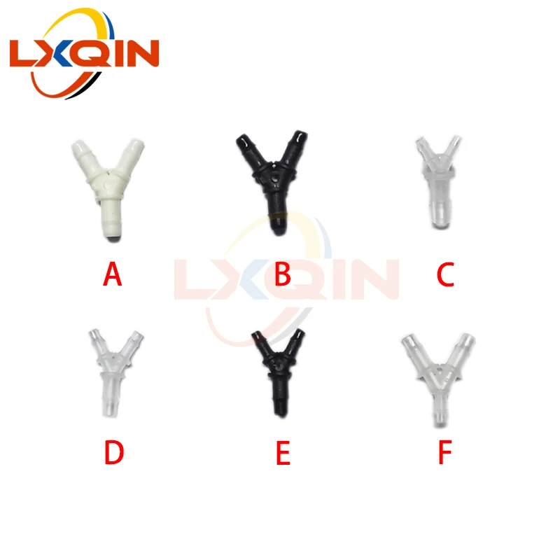 LXQIN 10pcs Y shape ink tube connector ink pipe hose tubing plastic white black for large format printer Joints