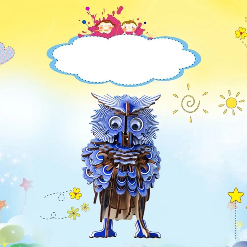 Interactive Assembly Required Wooden Owl Puzzle Educational Craft Jigsaw Puzzle 3D Puzzle Toy Wooden Craft Toy Children