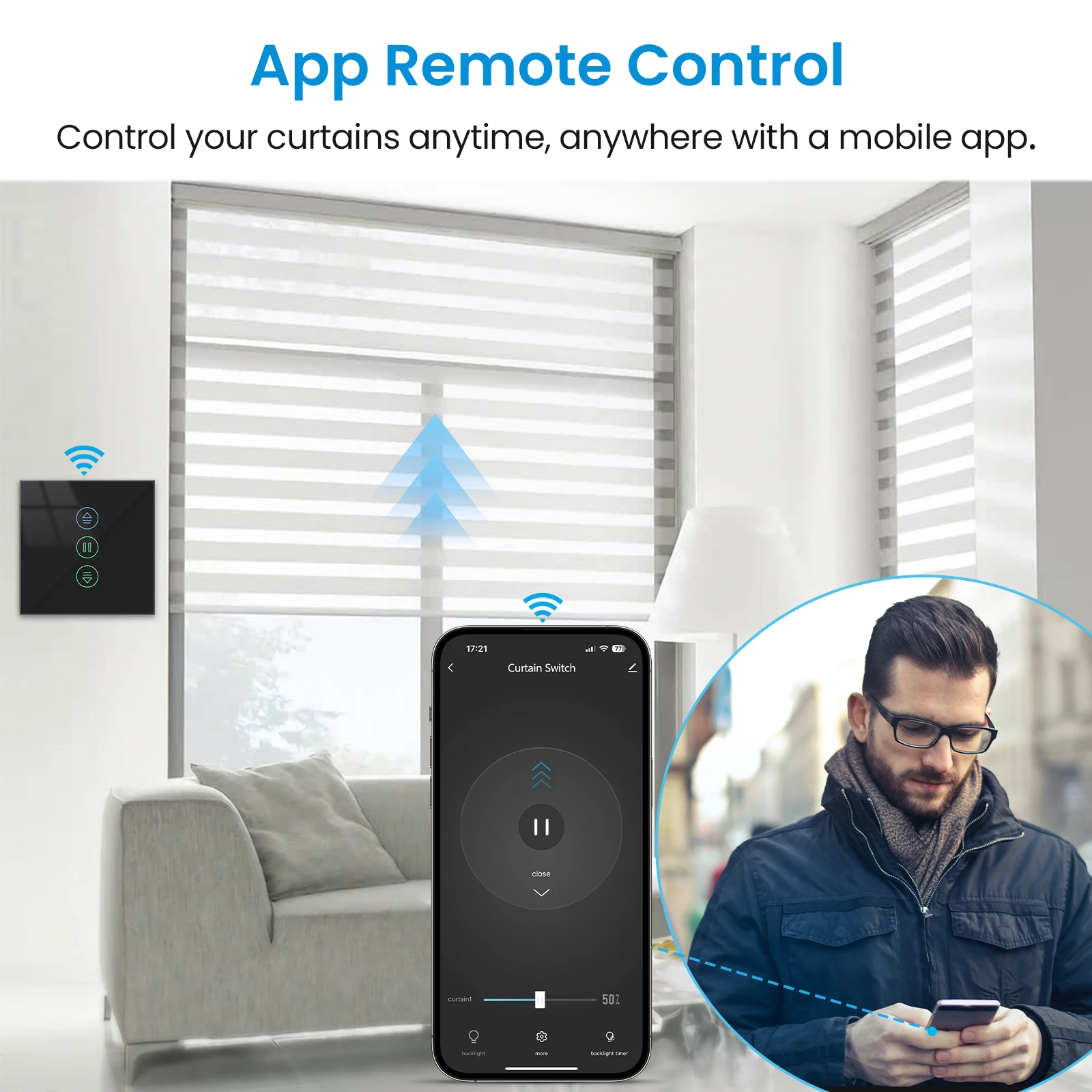 Tuya Black Curtain Roller Shutter Blinds Switch Smart Life App Percentage Progress Remote Control Google Assistant Alexa