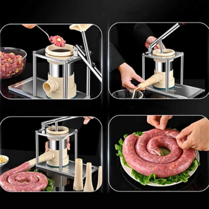 BMBY-5 In 1 Horizontal Type Sausage Meat Stuffer Homemade Kitchen Quickie Meat Sausage Maker Tools Sausage Filler