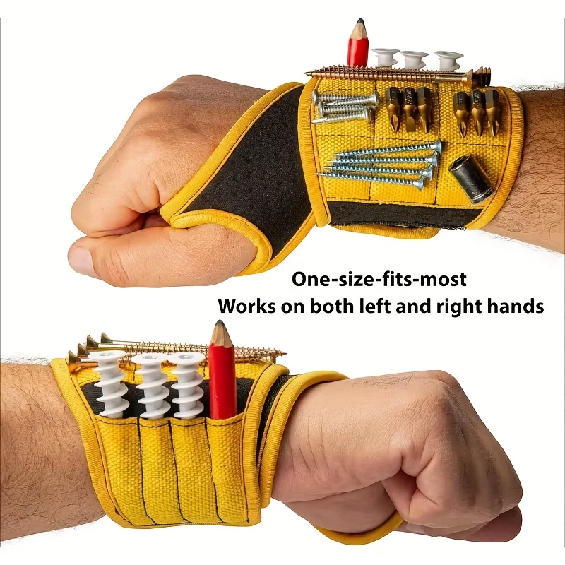 Magnetic Tool Wristband Adjustable Nylon Magnetic Wrist Cuff Storage Holder for Screws Nails Drill Electrician Repair Storage