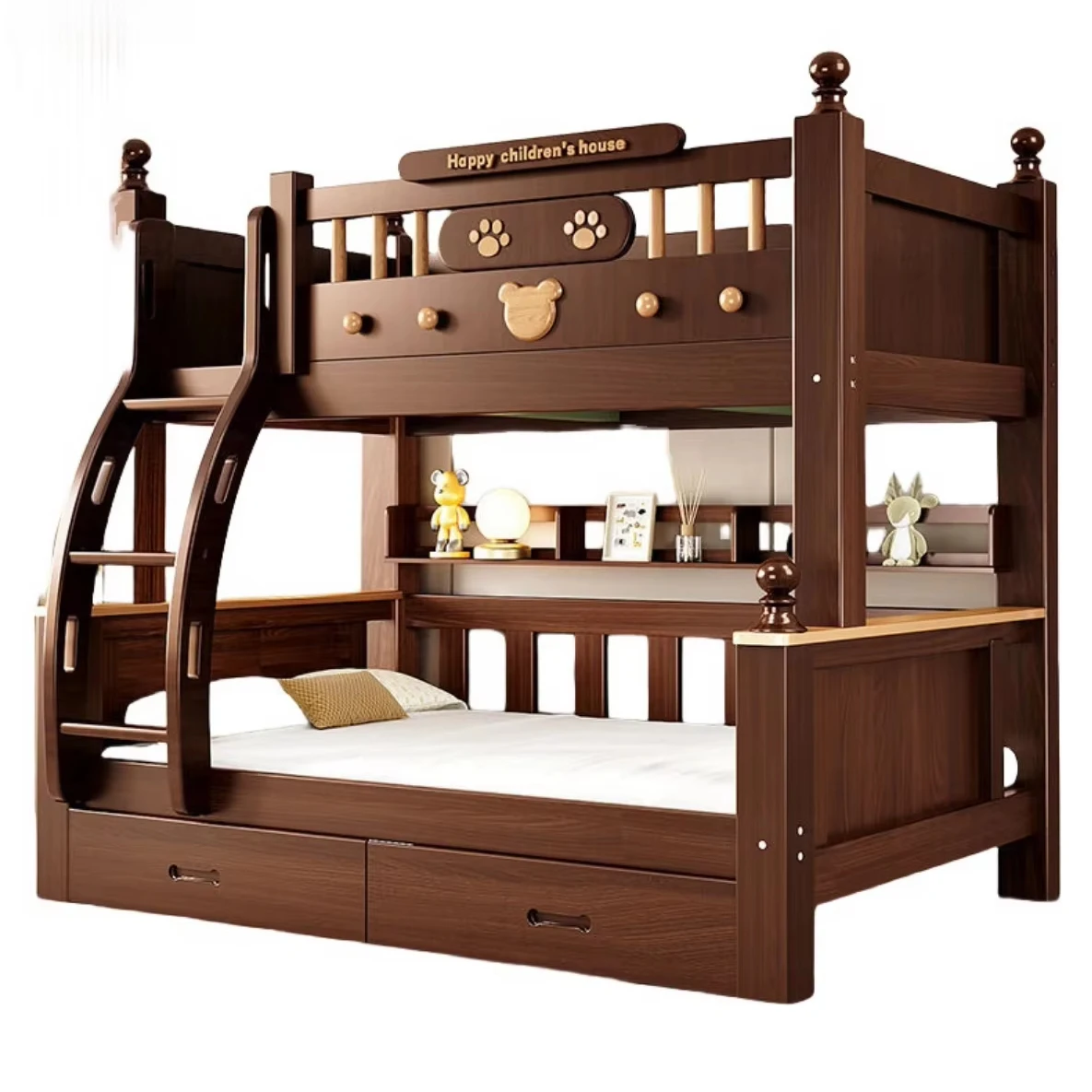 

-Для дерева, высокая низкая двухъярусная кровать для детей, материал для защиты окружающей среды, мебель для спальни, детская кровать с функцией материнской кровати^