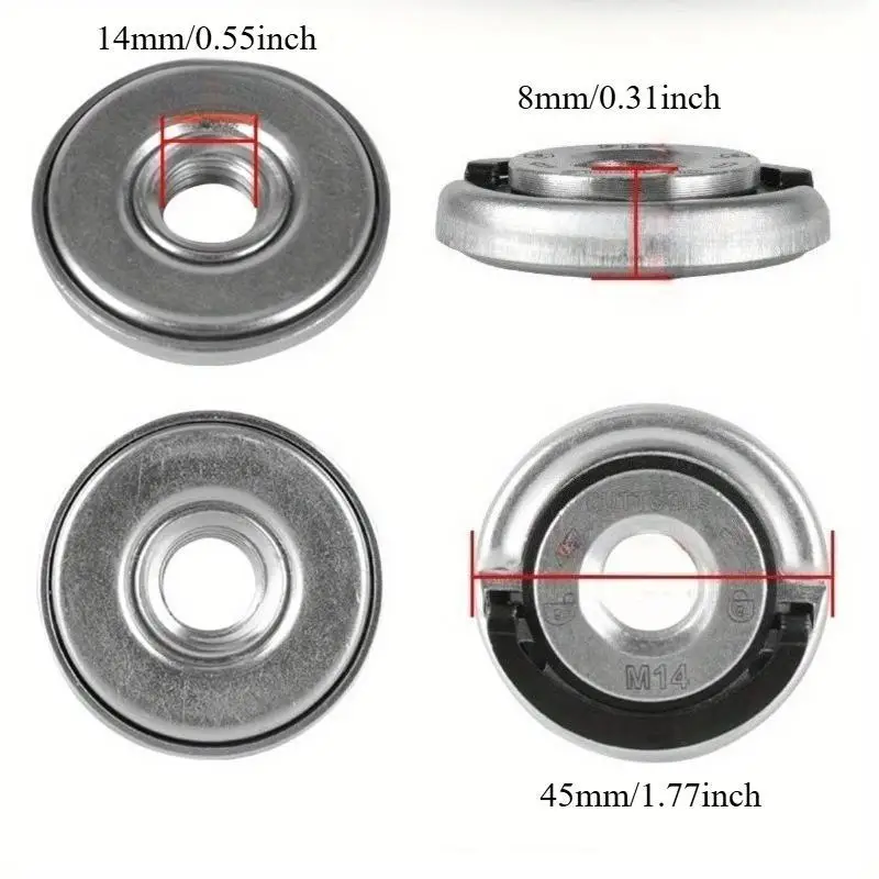 M14 self-locking nut - right-hand threaded fastener with grip, used for precision locking and quick release of angle grinders