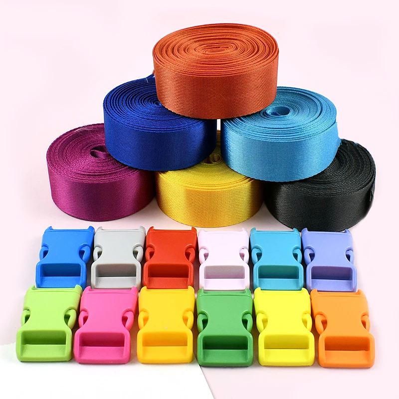 

20/25mm Nylon Webbing Plastic Buckles 1-5Sets Dog Collar Ribbon Strap Quick Release Buckle Belt Closures Hook Carabiner Clips