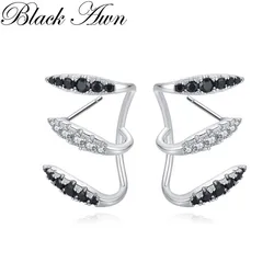 Black Awn Vintage Silver Color Earring Water-drop Black Spinel Drop Wedding Earrings for Women Fashion Jewelry Bijoux I276