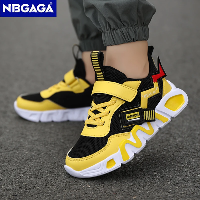 Cartoon Children's Sneakers Kids Fashion Boys Non-slip Casual Shoes Outdoor Breathable Student Walking Running Sneaker Yellow image 2