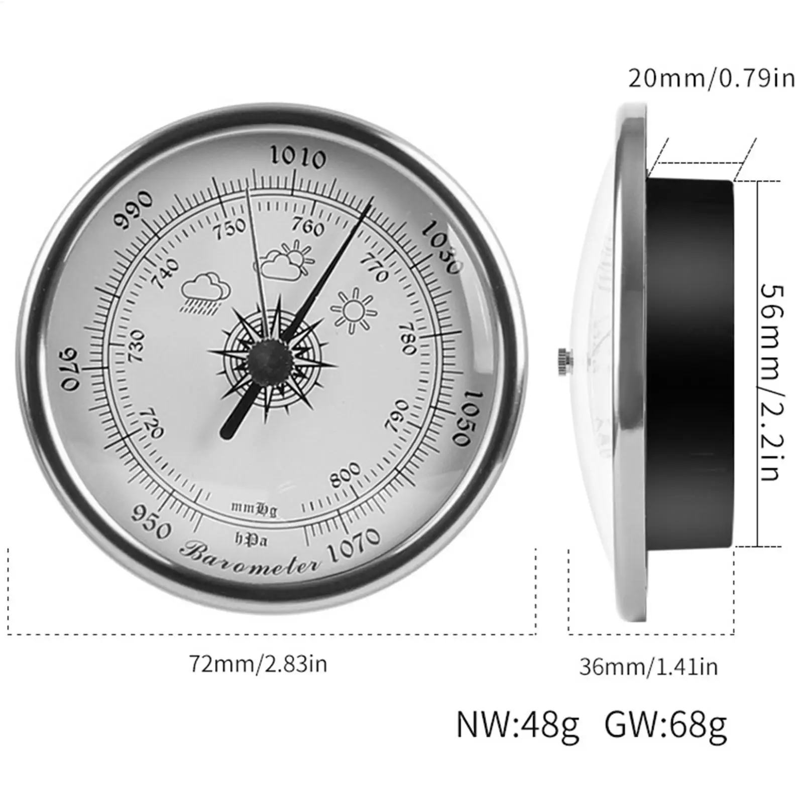 Barometer Hygrometer Thermometer Set Fishing Barometer 72mm Household Round Barometer Temperature Monitor - view 6