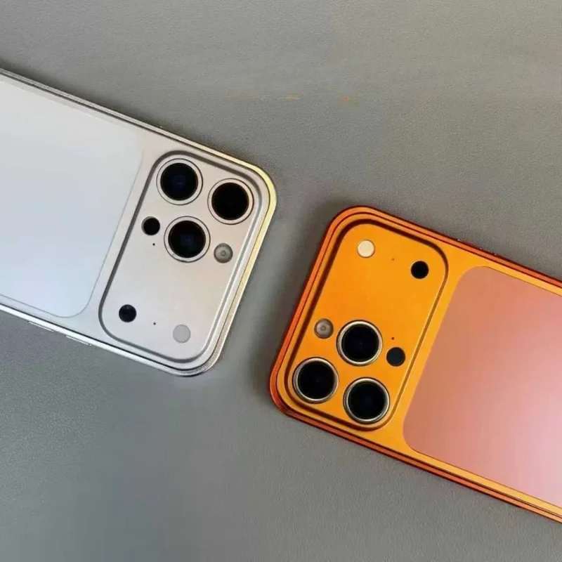 حافظة إطار من خليط معدني اللون الأصلي لهاتف 16 15 13 14 Pro/Pro Max ترقية فورية 17Pro/Pro Max غطاء لوحة الكترونية معززة نافذة كبيرة مضاد للسقوط #3