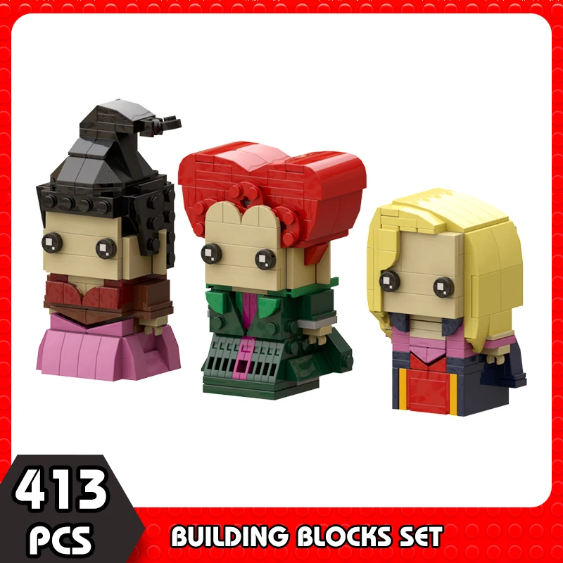 

Фигурки героев MOC Hocus Pocused, фигурки Winifred, Мэри, Сара, кирпичи BrickHeadzs, конструктор из фильма ведьма, три сестры, игрушки, подарок для детей