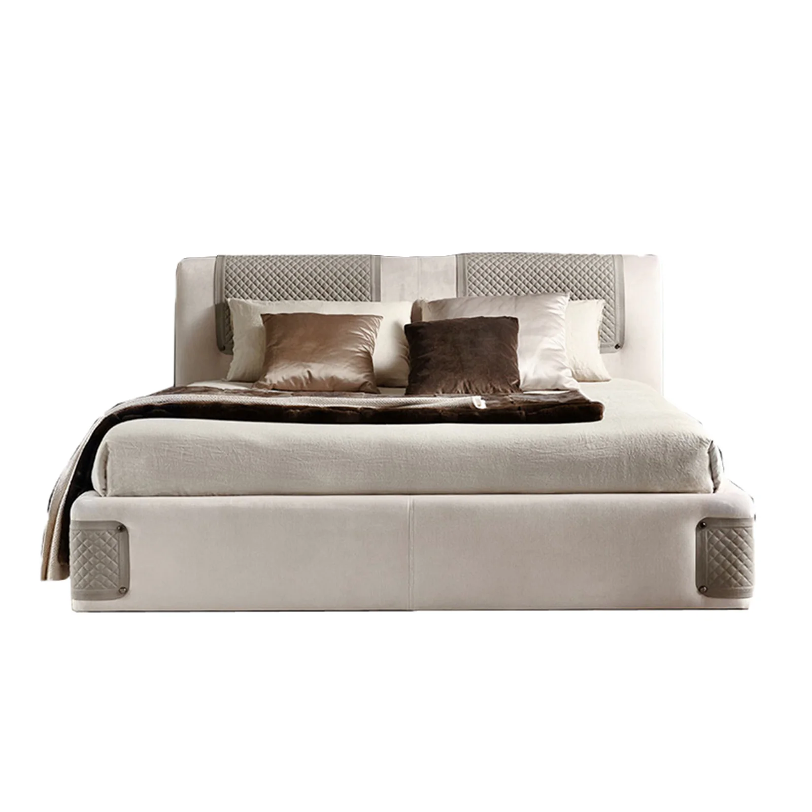 

−For Luxury Modern King Bed With Storage Velvet Full Size Bed Frame&