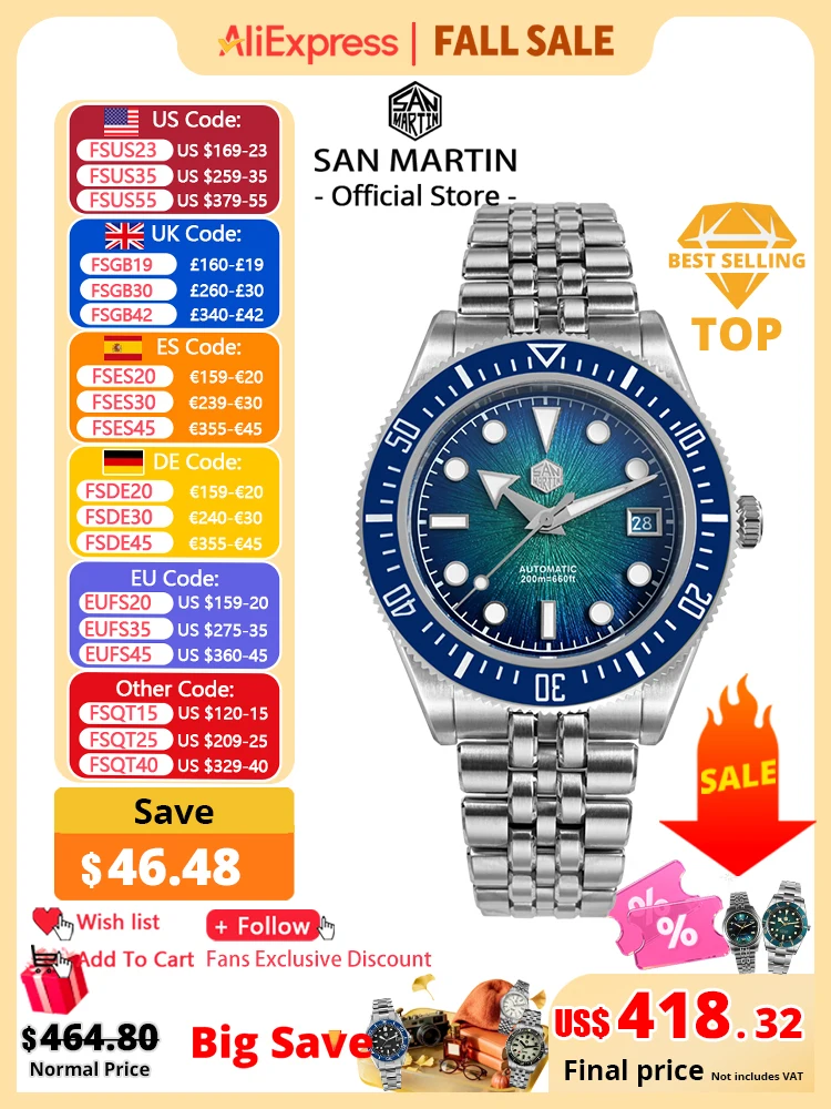 Cloisonne Enamel Dial - San Martin 40mm Men's Luxury Diver