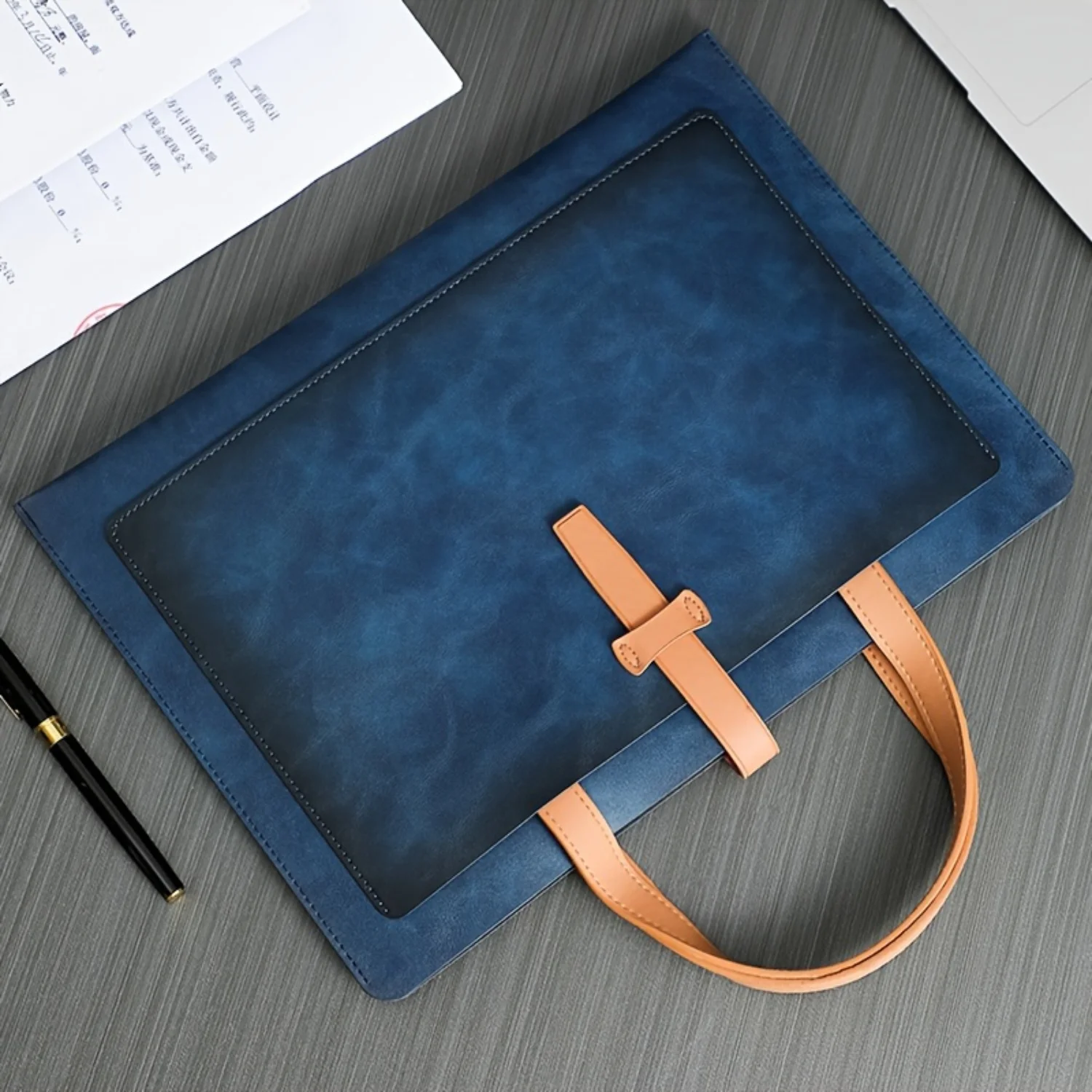 Large Capacity PU Leather Business Briefcase, Waterproof Handbag