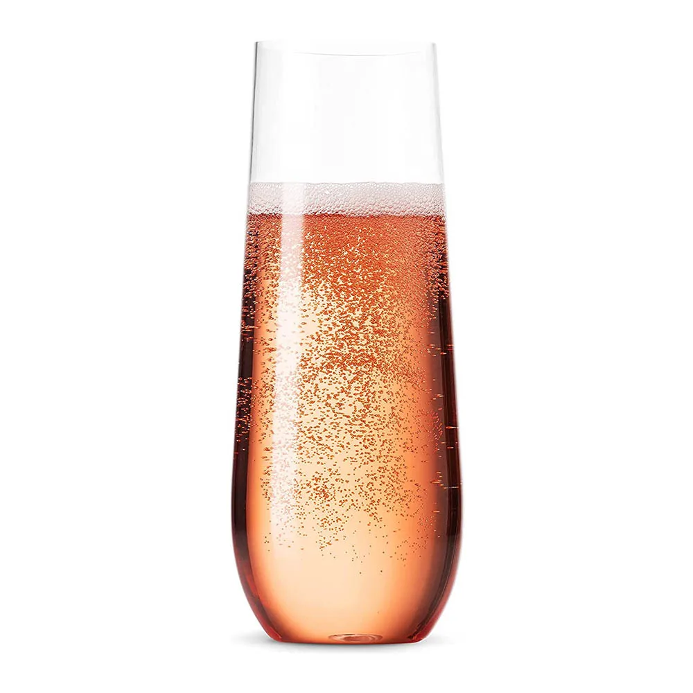 36Pack Stemless Plastic Champagne Flutes Disposable 9 Oz Clear Plastic Toasting Glasses Shatterproof Recyclable and BPA-Free