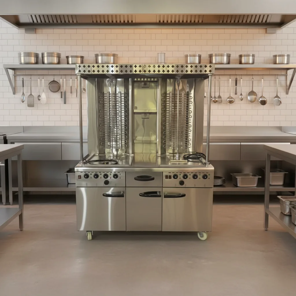 Locally Commercial Turkish Electric Shawarma Machine Electric Doner Kebab Machine Middle Eastern Rotisserie With Cabinets