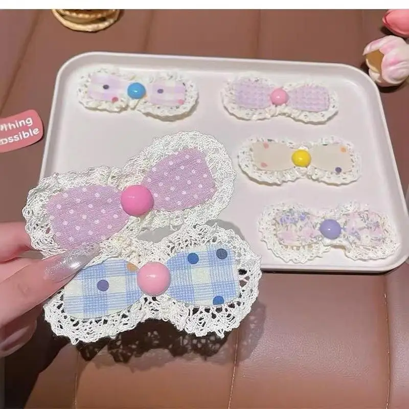 2 Stück koreanische Spitzenaufkleber, Haarspangen zum Sortieren von kaputten Haaren, Mädchen Lolita Blumenschleife, Baby-Pony-Sticker, Kinder-Haaraccessoires – Detail 13