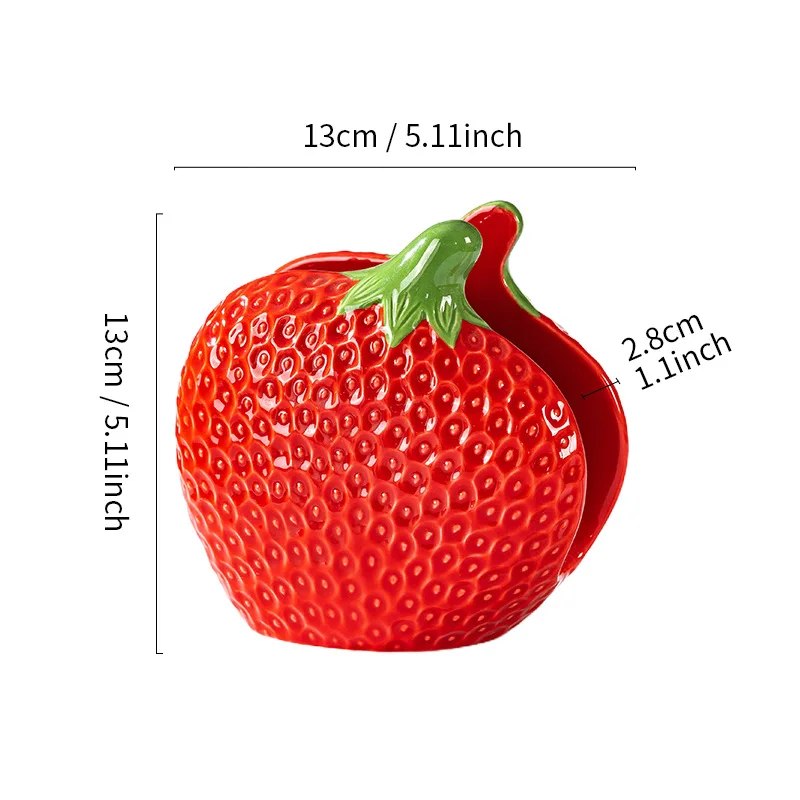 Household Strawberry Shaped Ceramic Tissue Holder Restaurant Desktop Tissue Holder Storage Rack view 5