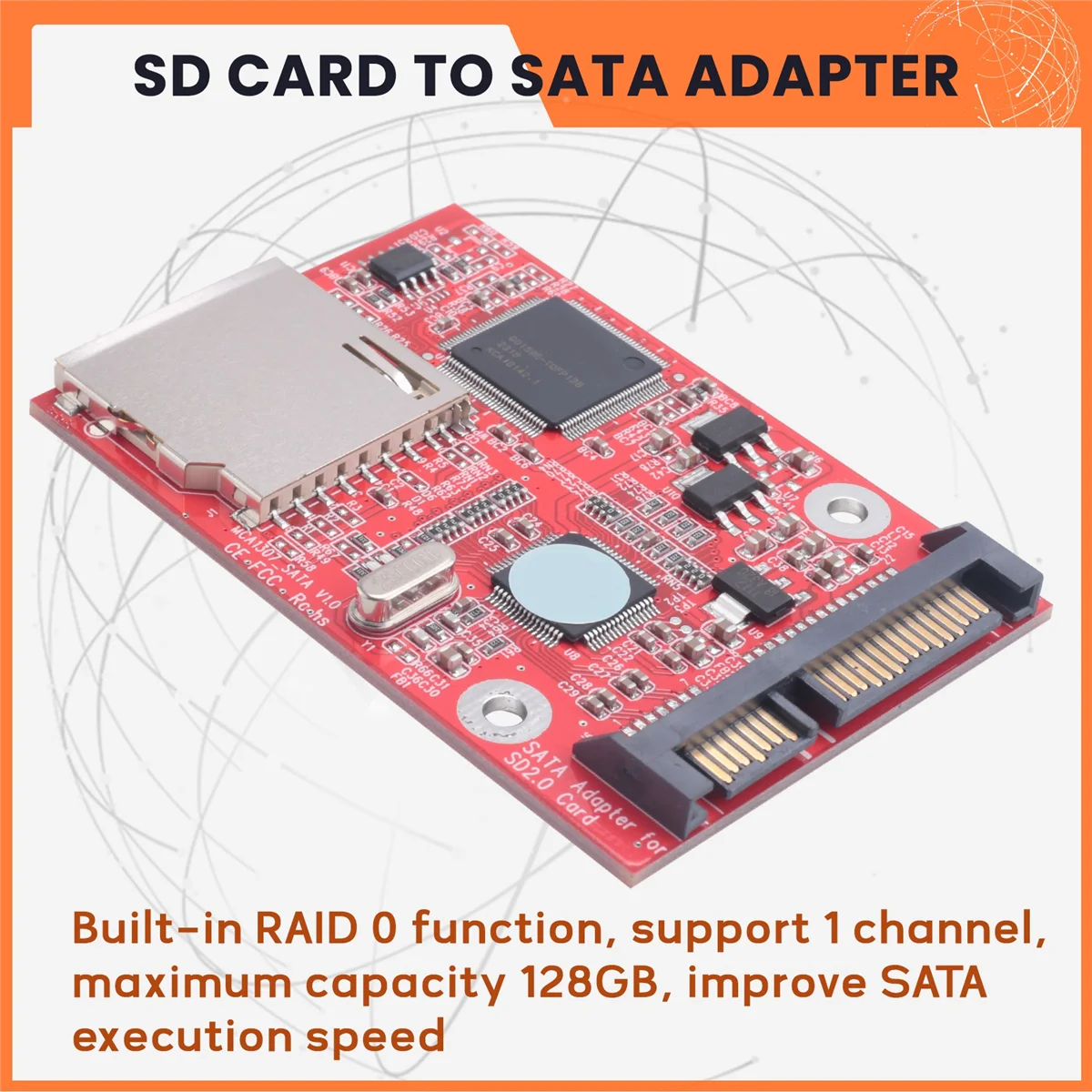 

Высокоскоростной адаптер Convince MMC SD SDHC 2.0SATA к SD Адаптер SD-карты к SATA Безопасное цифровое преобразование HDD 2025