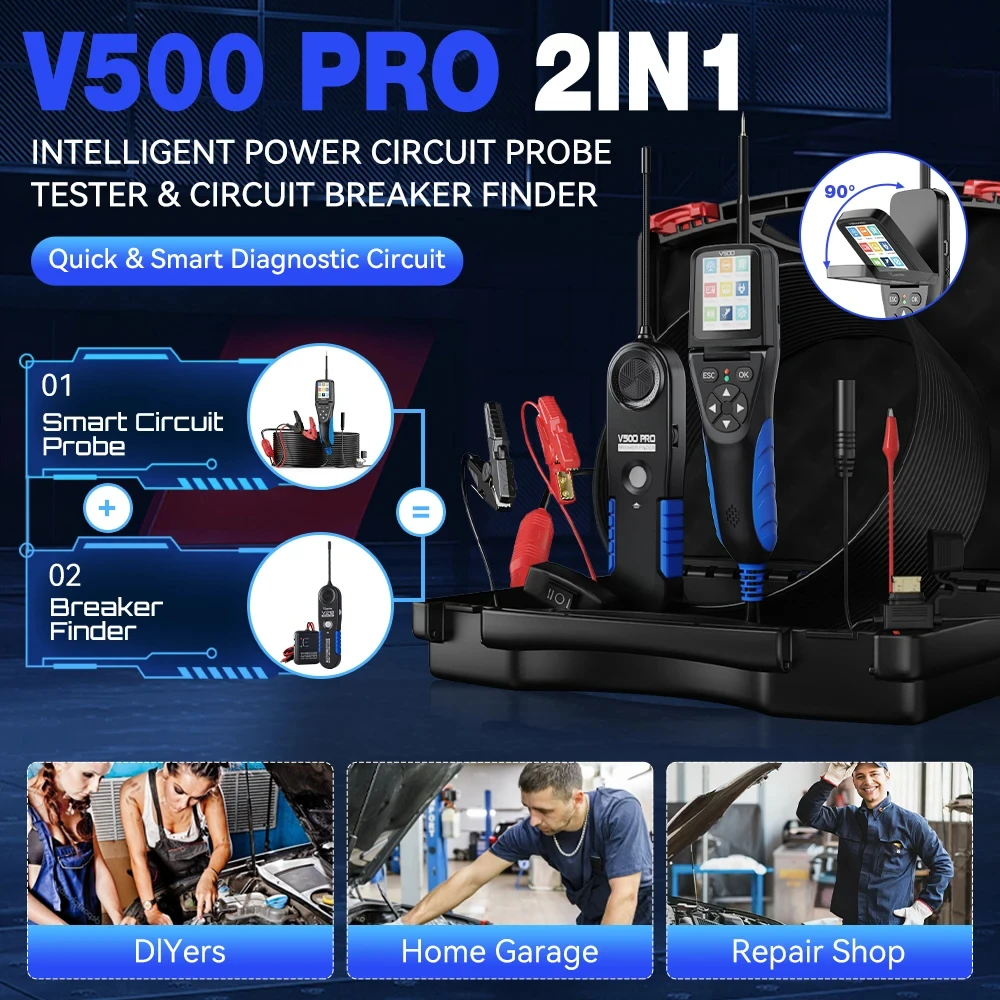 V500PRO 2 in 1 Automotive Power Circuit Probe Tester Kit Car Breaker Tester Electrical System Diagnostic Tool