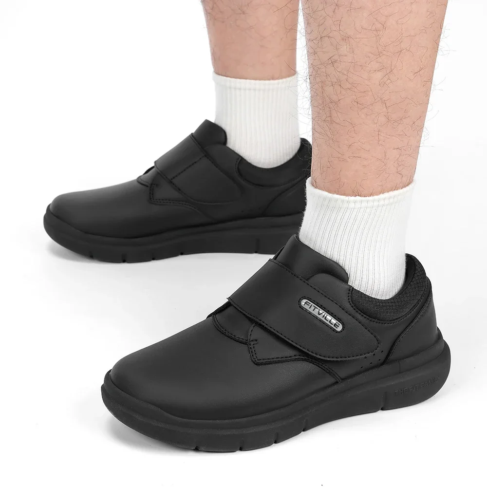 Extra breite Herrenschuhe, Leder, Diabetiker-Wanderschuhe für ältere Menschen, orthopädische Zehen, geschwollene Füße, rutschfest, mit Fußgewölbeunterstützung – Detail 7