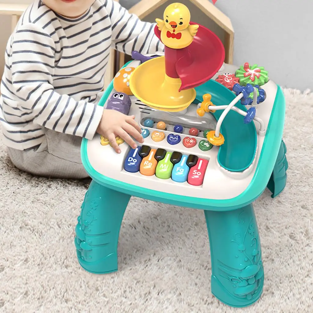 Multicolor Baby Activity Table Musical Learning Machine Interactive Play Center Musical Toys for New Year Gift Boys Infant Kids