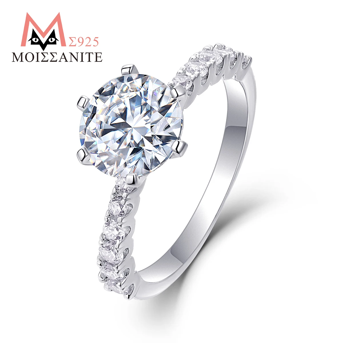 

JIUZUAN 2ct Moissanite Ring, 925 Silver Plated 18k, Round Cut, Eternity Band, Wedding Ring for Women, Sparkle Engagement Jewelry