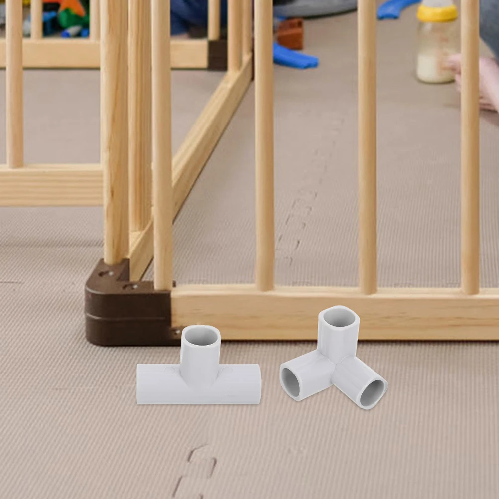 

12pcs Baby Indoor Safety Playpen Connectors Pe Durable Tube Fittings For Fence Repair Shelf Garden Support T-Shaped Pipe
