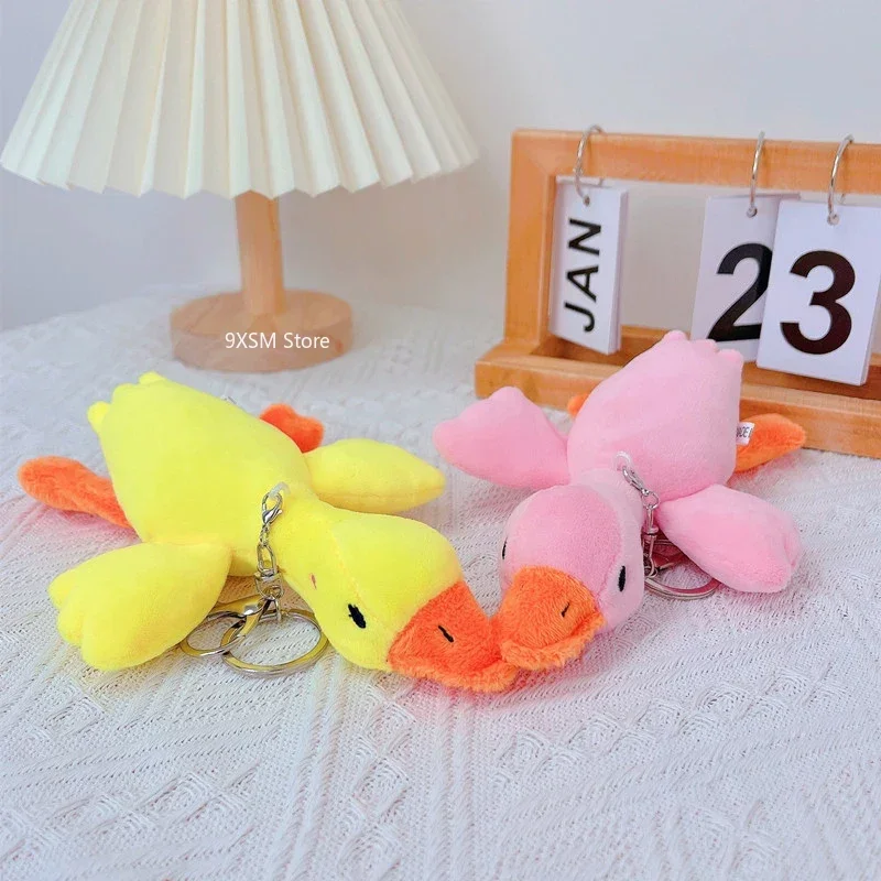 Duck Plush Toys Fluffy Doll Keychain Cute Animal Swan Goose Soft Dolls Stuffed Toys Schoolbag Pendant Kids Girls Birthday Gift