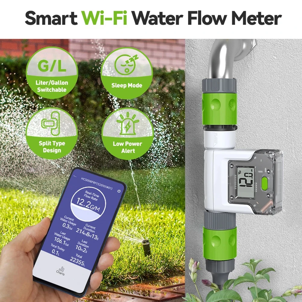 Smart WiFi Water Flow Meter for Residential Use Real Time Monitoring of Water Flow Rates and Historical Usage Data
