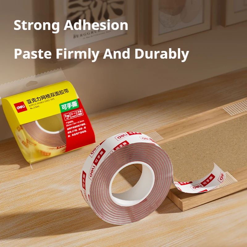 Deli 5M Clear Nano Double Sided Tape Strong Adhesive Removable Waterproof Heavy Duty Sticky Tape for Home Office