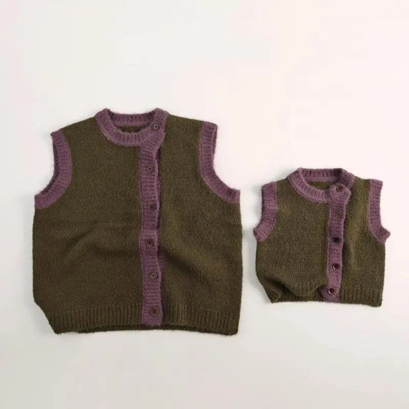 

Autumn New Children Sleeveless Windproof Vest Boys Girls Casual Single Breasted Sweater Coat Baby Knitted Jacket Kids Clothes