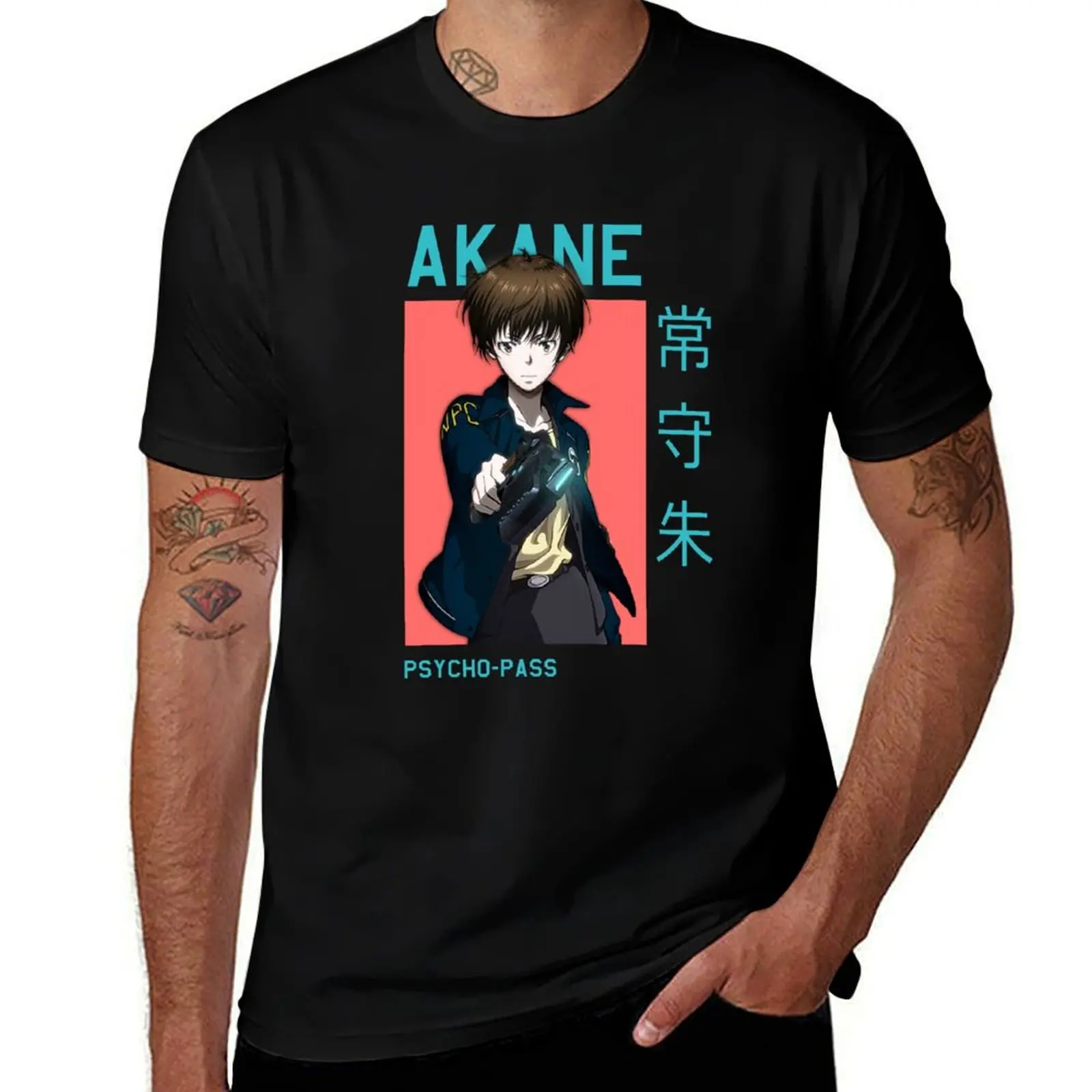 Psycho-Pass Akane Tsunemori Dominator Anime T-Shirt vintage fashion shirts gifts for boyfriend graphic shirts t shirt for men