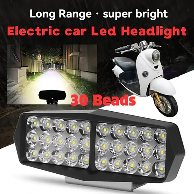 E-Bike Headlight 30 LED High Bright Waterproof 12V-80V Universal Fit for Electric Scooter Off-Road Riding