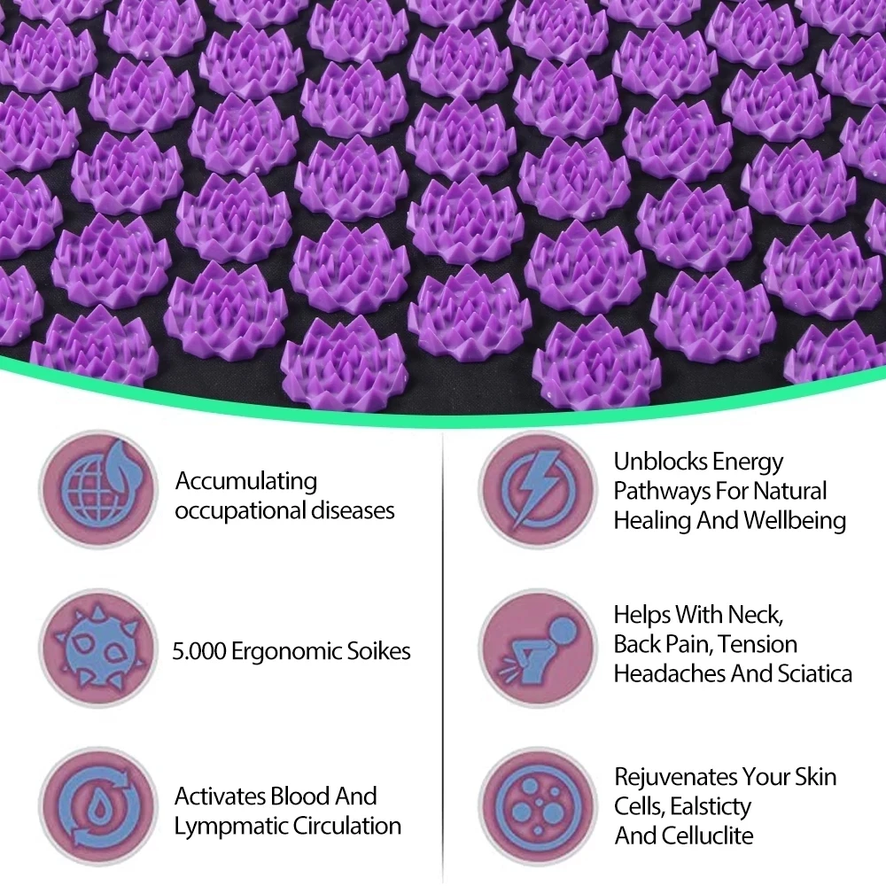 Shiatsu Acupressure Mat Spike Massage Pad Kuznetsov's Applicator Sport Fitness Cushion Pillow Massager Yoga Mat Pilates Exercise