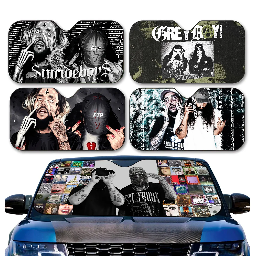 

S-suicideboys G59 Sunshade Windscreen Fold-up Car Front Windshield 70x130cm Car Window Windscreen Cover Heat Reflector